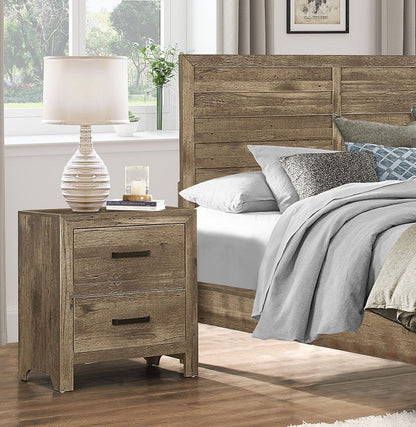 Bedroom Wooden Nightstand 1pc Weathered Pine Finish 2x Drawers Transitional Style Furniture