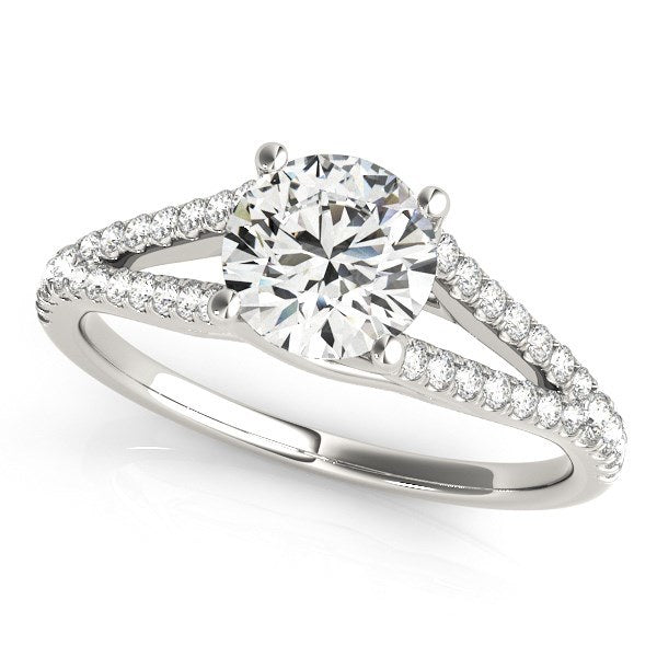 White Gold 14k Split Shank Round Pronged Diamond Engagement Ring (1 1/8 cttw)