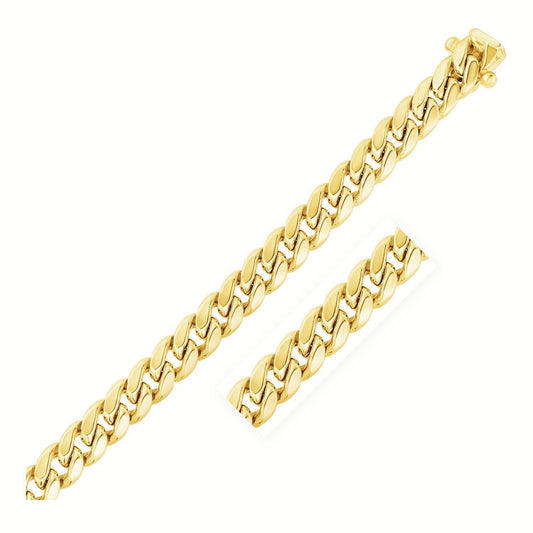 Yellow Gold Semi Solid Miami Cuban Chain