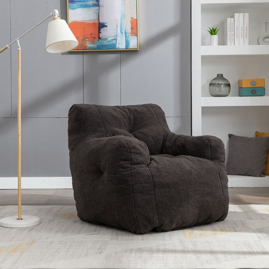 Soft Teddy Bean Bag Chair in Dark Grey