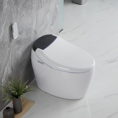 Smart Toilet with Bidet Built in, Smart Bidet Toilet Seat with AUTO Open&Close and Remote Control, Tankless Toilet with Full Wash, Kid Wash, Lady Care Wash, Bidet with Warm Water and Air Dryer