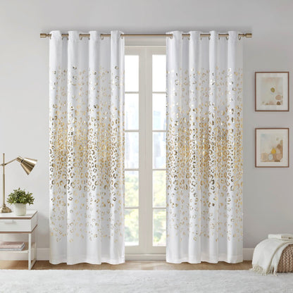 Grommet Top Metallic Animal Printed Total Blackout Curtain