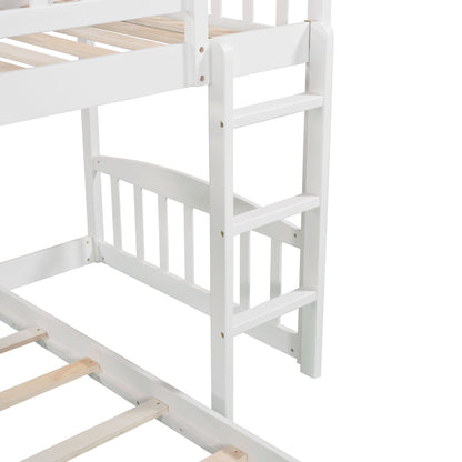 Stairway Twin over Twin Bunk Bed with Two Drawers and Slide, White(OLD SKU :LP000156AAK)