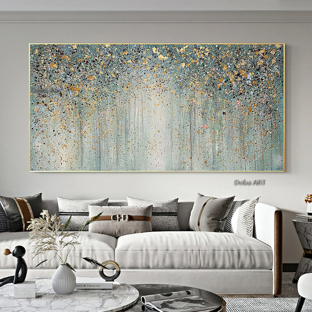 Handmade Abstract Blossom Pink Flower Oil Painting on Canvas;  Large Original Modern Textured Floral Scenery Painting Boho Wall Art Living Room Home Decor