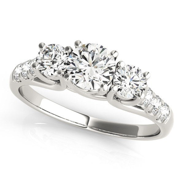 White Gold 14k Trellis Set 3 Stone Round Diamond Engagement Ring (1 1/8 cttw)