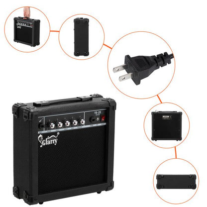 [Do Not Sell on Amazon]Full Size Glarry 4 String Burning Fire enclosed H-H Pickup Electric Bass Guitar with 20W Amplifier Bag Strap Connector Wrench Tool Black