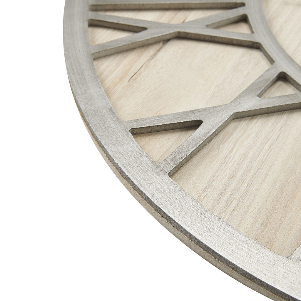 Roman Numerals Round Natural Wood Veneer Wall Clock