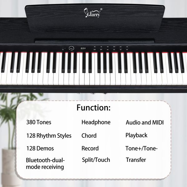 [Do Not Sell on Amazon]Glarry GDP-105 88 Keys Standard Full Weighted Keyboards Digital Piano with Furniture Stand, Power Adapter, Triple Pedals, Headphone, for All Experience Levels Black