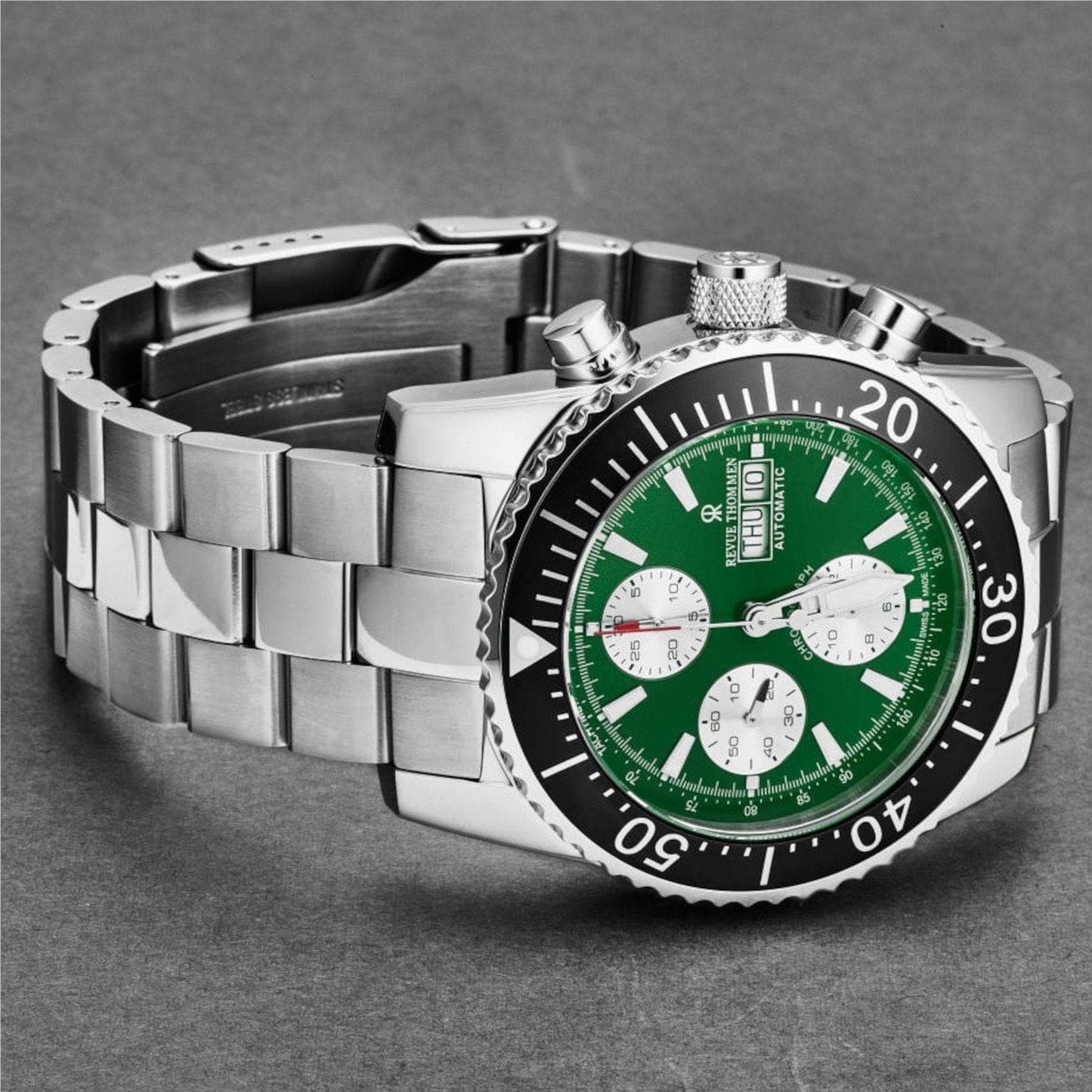 Revue Thommen 17030.6121 Men's 'Divers' Green Dial Day-Date Chronograph Automatic Watch