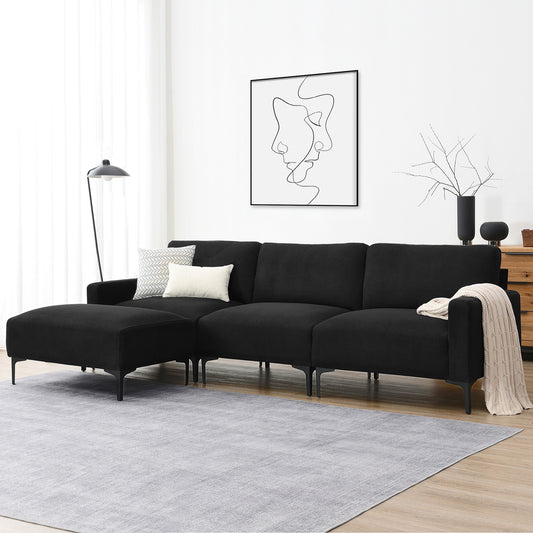 [VIDEO provided] [New] 103.5*59" Modern L-shaped Sectional Sofa, 4-seat Velvet Fabric Couch Set with Convertible Ottoman,Freely Combinable Sofa for Living Room, Apartment, Office,Apartment,2 Colors