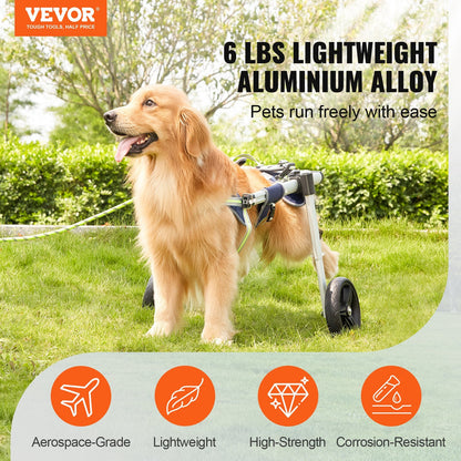 VEVOR 2 Wheels Dog Wheelchair for Back Legs, Pet Wheelchair Lightweight & Adjustable Assisting in Healing, Dog Cart/Wheelchair for Injured, Disabled, Paralysis, Hind Limb Weak Pet(L)