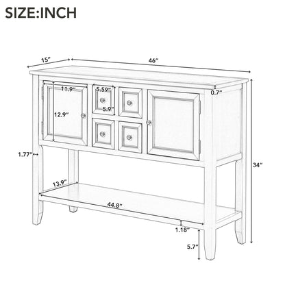 TREXM Cambridge Series Ample Storage Vintage Console Table with Four Small Drawers and Bottom Shelf for Living Rooms, Entrances and Kitchens (Dark Blue,OLD SKU: WF190263AAM)