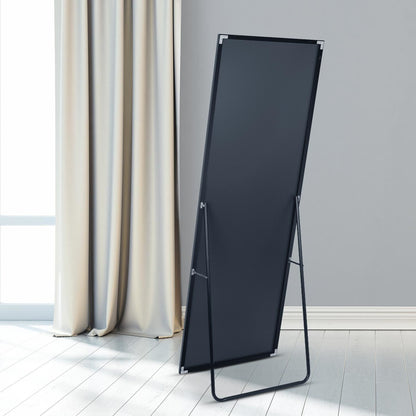 Full Length Mirror, Floor Mirror with Stand, Dressing Mirror , Bedroom Mirror with Aluminium Frame 65"x22", Black