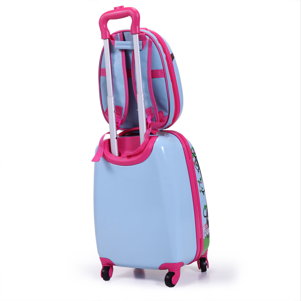 2 Pieces Children Backpack + Spinner Case with 4 Universal Wheels Luggage Set in 3 Designs