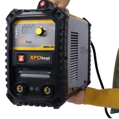 110/220V MMA Welder, 200A Stick ARC Welding Machine IGBT Inverter Digital Display LCD Hot Start Welder with Electrode Holder, Work Clamp, Input Power Adapter Cable Dual Voltage DC