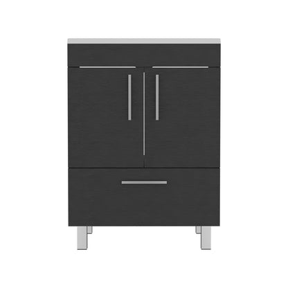 Velloc Single Bathroom Vanity, Double Door Cabinet, One Drawer -Black