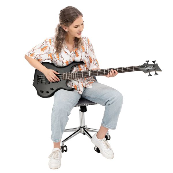 [Do Not Sell on Amazon]Full Size Glarry 4 String Burning Fire enclosed H-H Pickup Electric Bass Guitar with 20W Amplifier Bag Strap Connector Wrench Tool Black