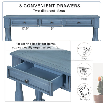 TREXM Console Table 63" Long Console Table with Drawers and Shelf for Entryway, Hallway, Living Room (Navy, OLD SKU: WF299371AAM)