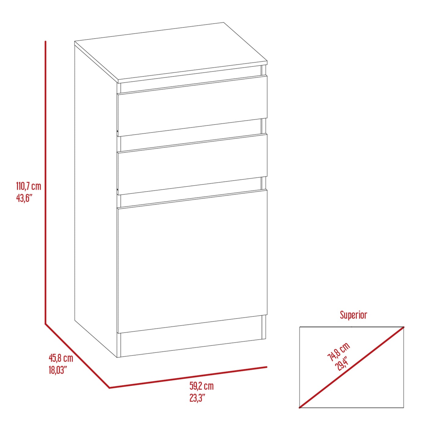 Cassel 2-Drawer Dresser White