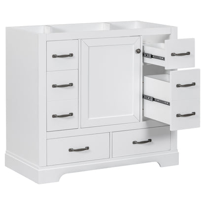 36" Bathroom Vanity without Sink, Cabinet Base Only, Six Drawers, Multi-Functional Drawer Divider, Adjustable Shelf