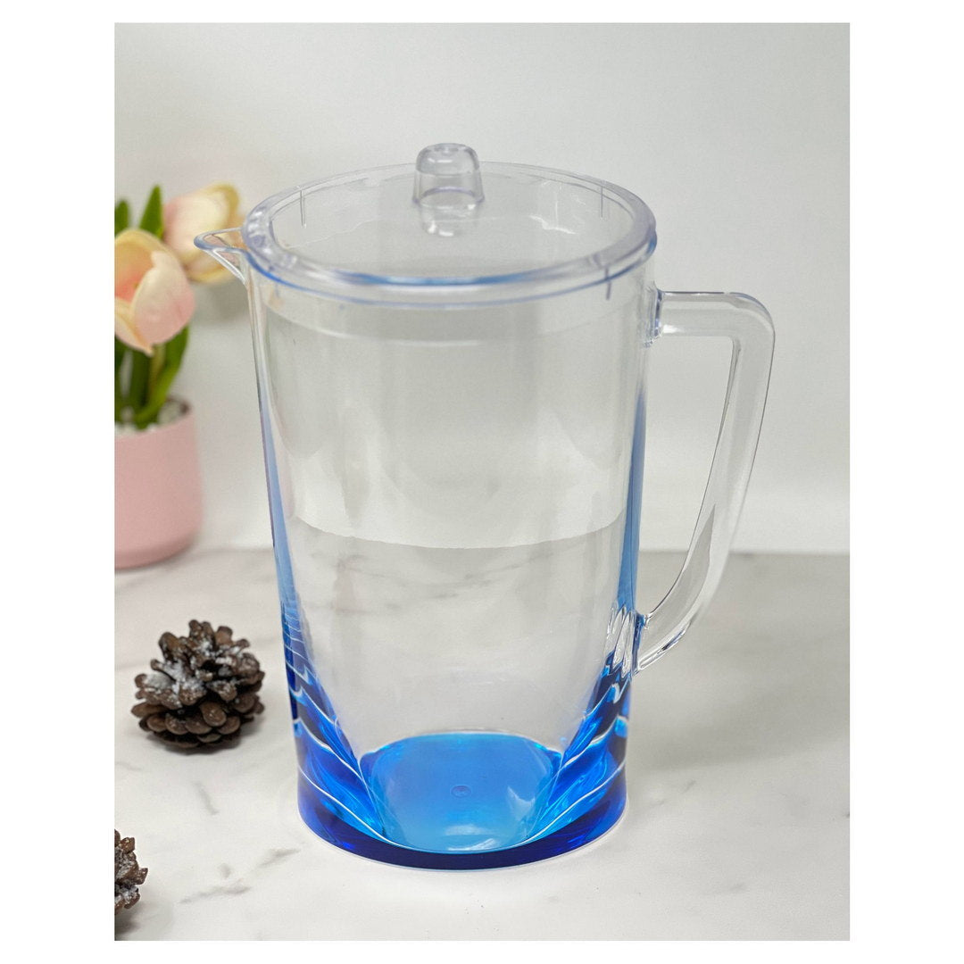 2.75 Quarts Water Pitcher with Lid, Oval Halo Design Unbreakable Plastic Pitcher, Drink Pitcher, Juice Pitcher with Spout BPA Free