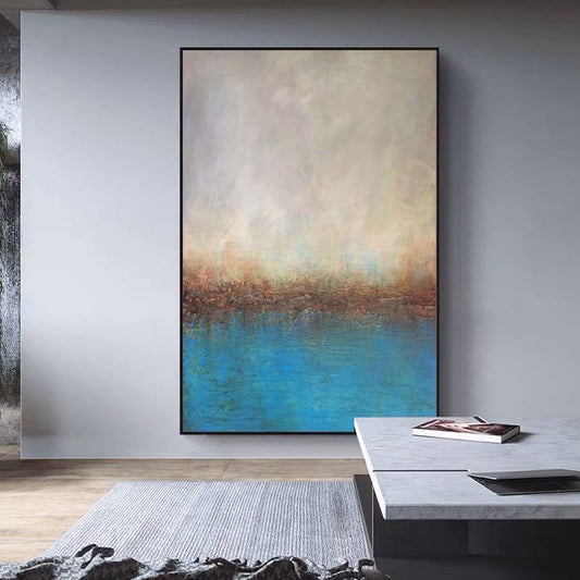 100% Hand Painted Golden Minimalist Abstract Oil Painting On Canvas