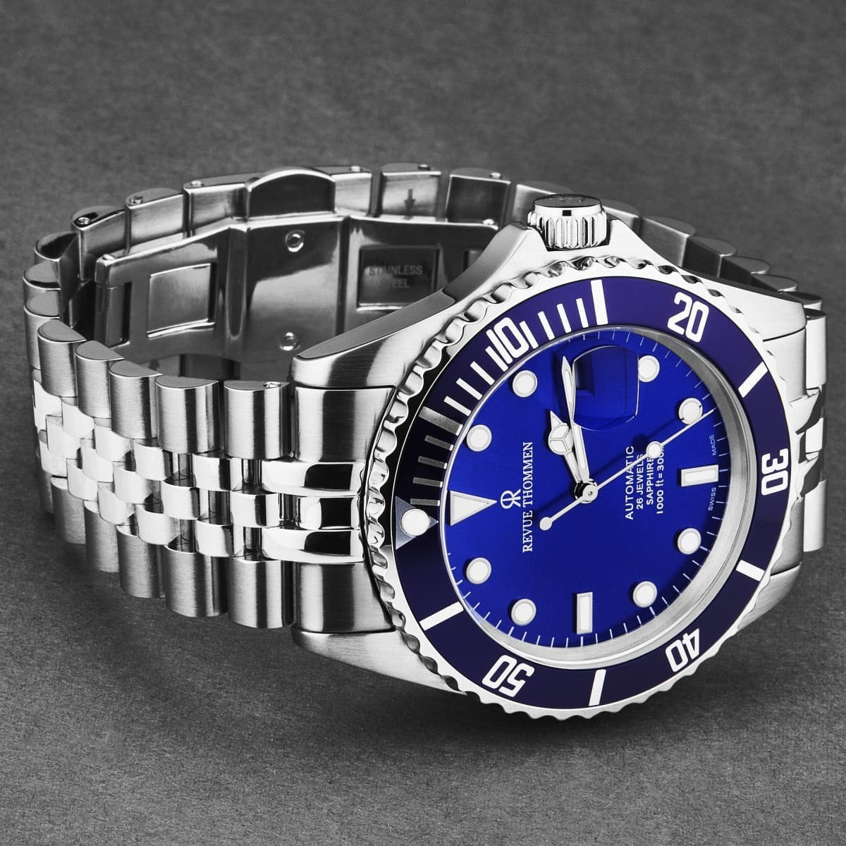 Revue Thommen Men's 'Diver' Blue Dial Stainless Steel Bracelet Automatic Watch 17571.2228