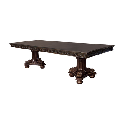 Formal Traditional Dining Table 1pc Dark Cherry Finish with Gold Tipping 2x Extension Leaves Cherry Veneer Wooden Dining Room Furniture