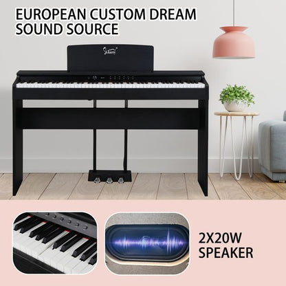 [Do Not Sell on Amazon]Glarry GDP-105 88 Keys Standard Full Weighted Keyboards Digital Piano with Furniture Stand, Power Adapter, Triple Pedals, Headphone, for All Experience Levels Black