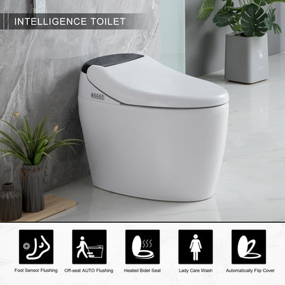 Smart Toilet with Bidet Built in, Smart Bidet Toilet Seat with AUTO Open&Close and Remote Control, Tankless Toilet with Full Wash, Kid Wash, Lady Care Wash, Bidet with Warm Water and Air Dryer