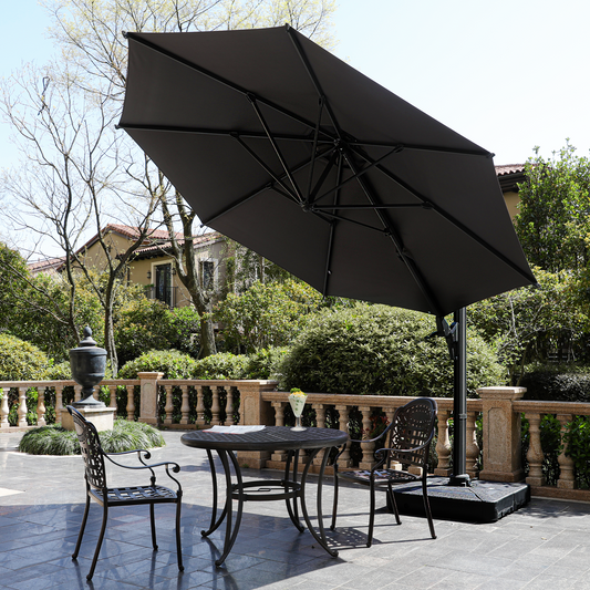 11 FT Cantilever Patio Umbrella, Round Outdoor Offset Umbrella with 360° Rotation & Tilt Adjustment without Base - Grey