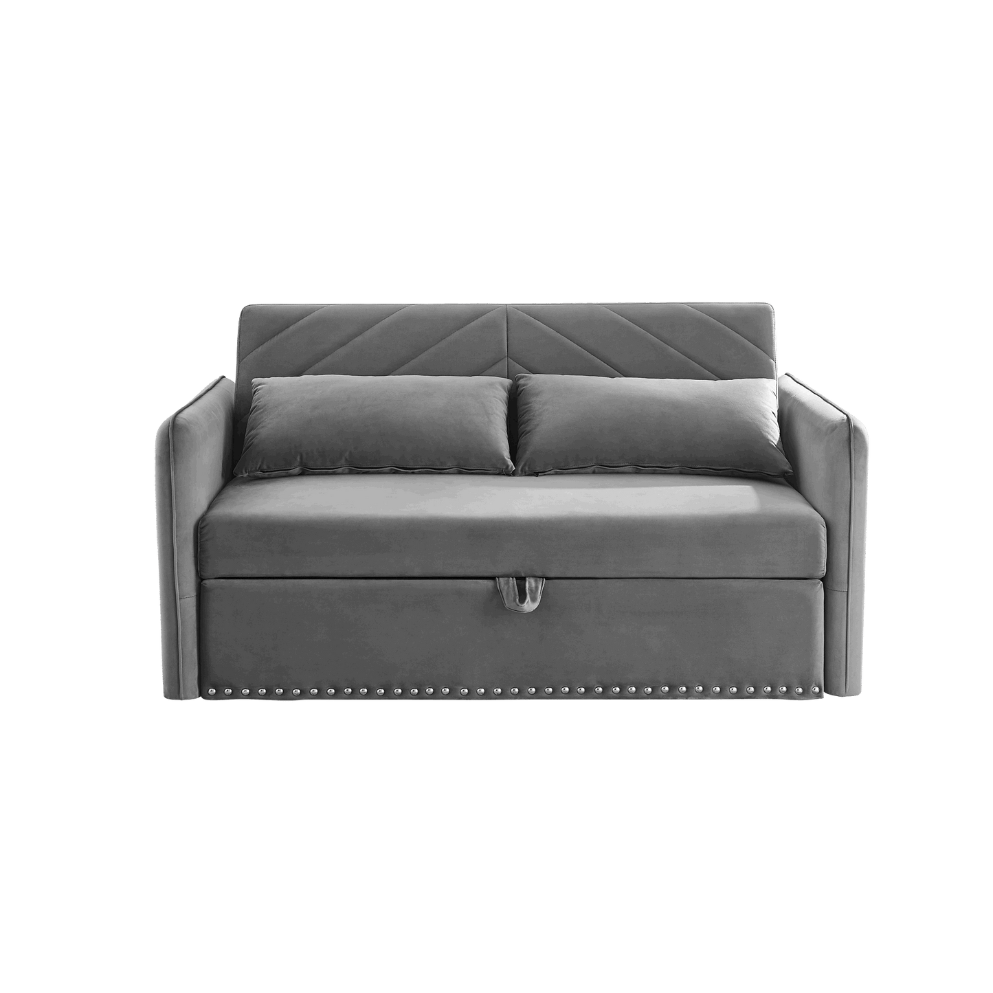 MH" Sleeper Sofa Bed w/USB Port, 3-in-1 adjustable sleeper with pull-out bed, 2 lumbar pillows and side pocket, soft velvet convertible sleeper sofa bed, suitable for living room bedroom