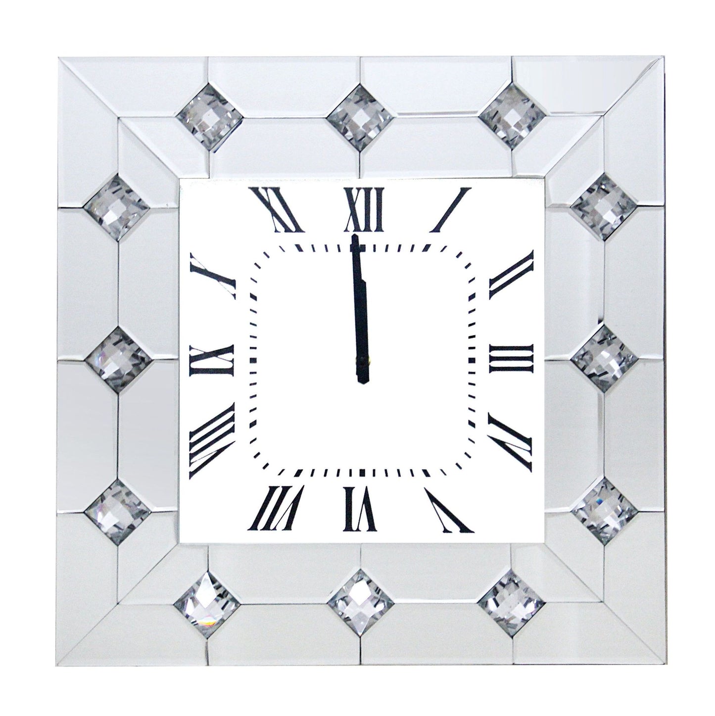 ACME Hessa Wall Clock in Mirrored & Faux Rhinestones 97406