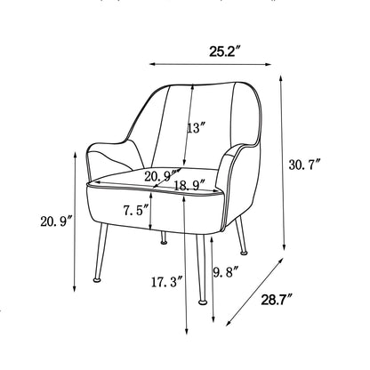 Modern Soft White Teddy fabric Ivory Ergonomics Accent Chair Living Room Chair Bedroom Chair Home Chair With Gold Legs And Adjustable Legs For Indoor Home