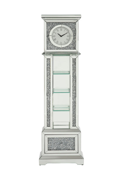 ACME Noralie GRANDFATHER CLOCK W/LED Mirrored & Faux Diamonds AC00348