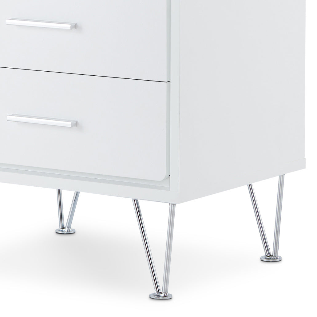 White 2-Drawer Accent Table with Hairpin Legs