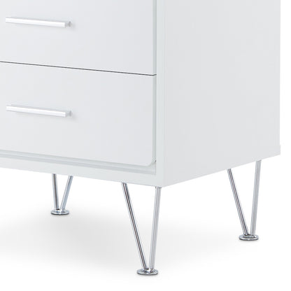 White 2-Drawer Accent Table with Hairpin Legs