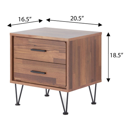 Walnut 2-Drawer Accent Table with Hairpin Legs