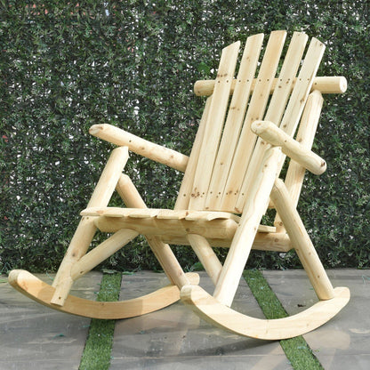 Wood Single Porch Rocker Lounge Patio Rocking Chair