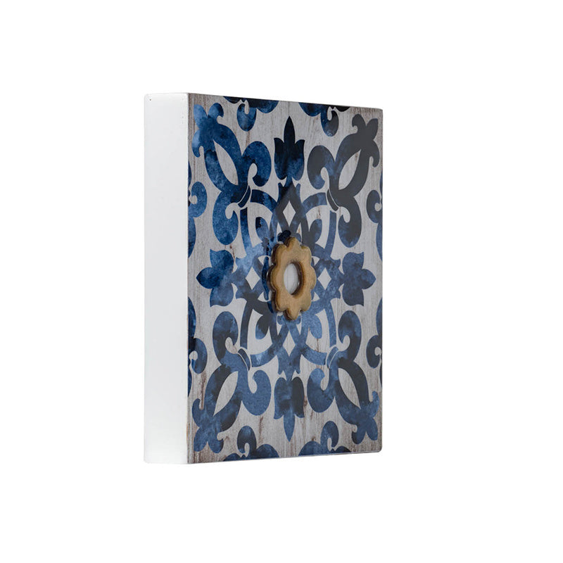 S/4 Abstract Blue, White, and Gold Wall Decor Accents, 9.5x9.5"