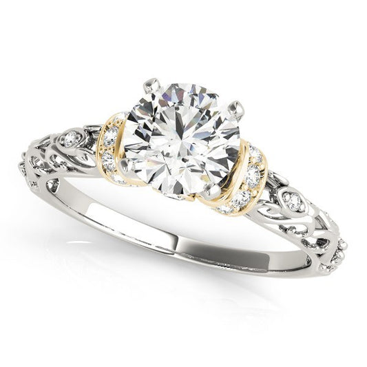 White And Yellow 14k Gold Antique Style Diamond Engagement Ring (1 1/8 cttw)