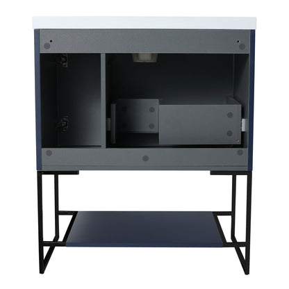 30 Inch Freestanding Bathroom Vanity With Resin Basin,30x18(With Black Feet)