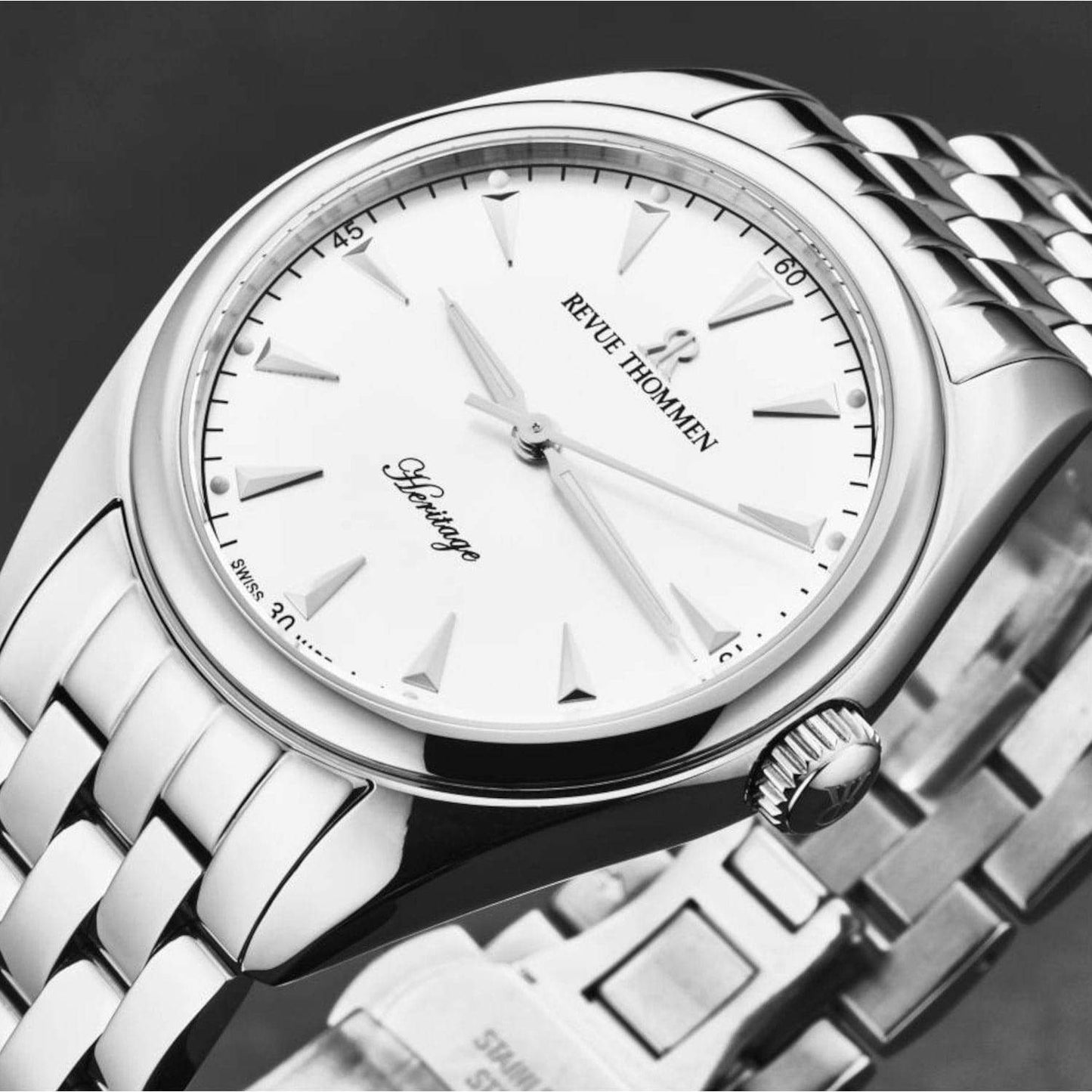 Revue Thommen 21010.2133 Men's 'Heritage' Silver Dial Stainless Steel Bracelet Automatic Watch