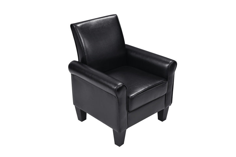 Accent Chairs, Comfy Sofa Chair, Armchair for Reading, Living Room, Bedroom, Office, Waiting Room, PU leather, Black