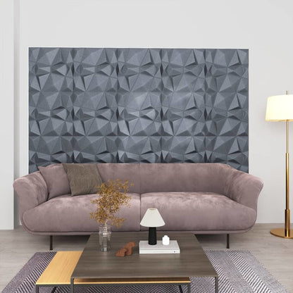 3D Wall Panels 48 pcs 19.7"x19.7" Diamond Gray 129.2 ft²