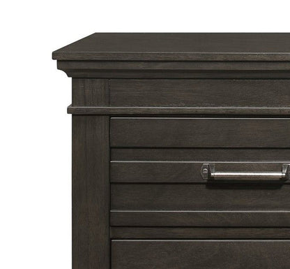 Transitional Bedroom 1pc Nightstand of Center Glides Drawers Charcoal Gray Finish Bed Side Table Wooden Furniture