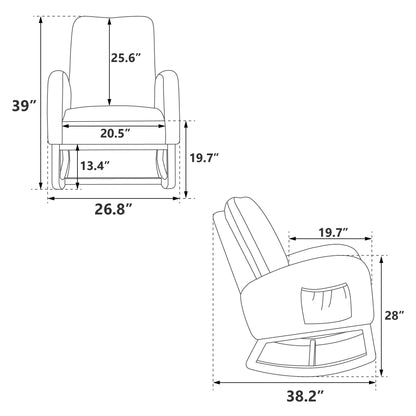 26.8"W Modern Rocking Chair for Nursery, Mid Century Accent Rocker Armchair With Side Pocket, Upholstered High Back Wooden Rocking Chair for Living Room Baby Kids Room Bedroom, Mustard Boucle