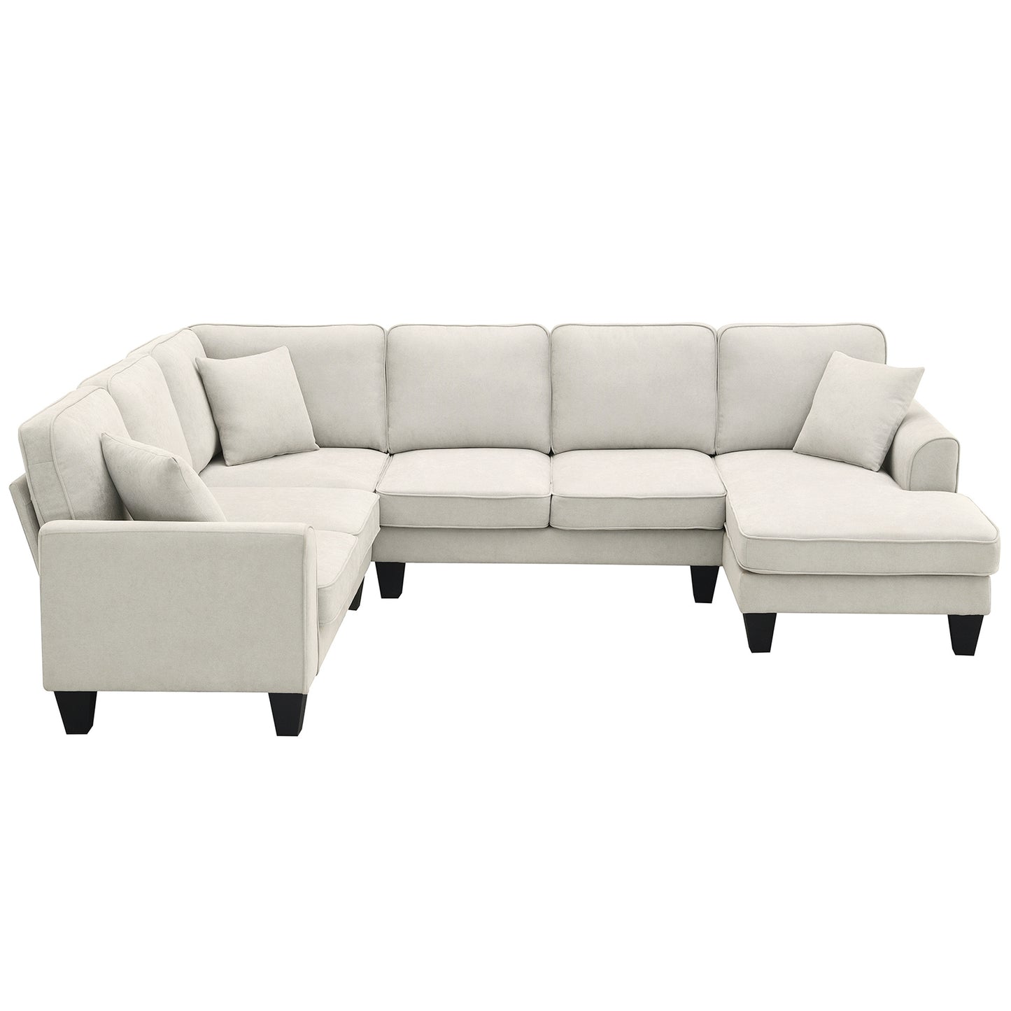 [VIDEO provided] [New] 108*85.5" Modern U Shape Sectional Sofa, 7 Seat Fabric Sectional Sofa Set with 3 Pillows Included for Living Room, Apartment, Office,3 Colors