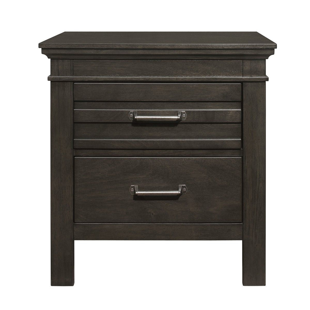 Transitional Bedroom 1pc Nightstand of Center Glides Drawers Charcoal Gray Finish Bed Side Table Wooden Furniture