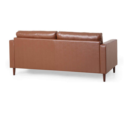 Mirod Comfy 3-seat Sofa with Wooden Legs, PU, for Living Room and Study